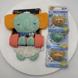NEW Universal City Studios Smart Care Pacifier Green Yellow Elephant Teether Toy